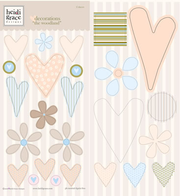 Heidi Grace - The Woodland - Chipboard Shapes with Glitter  (sold in 3's)